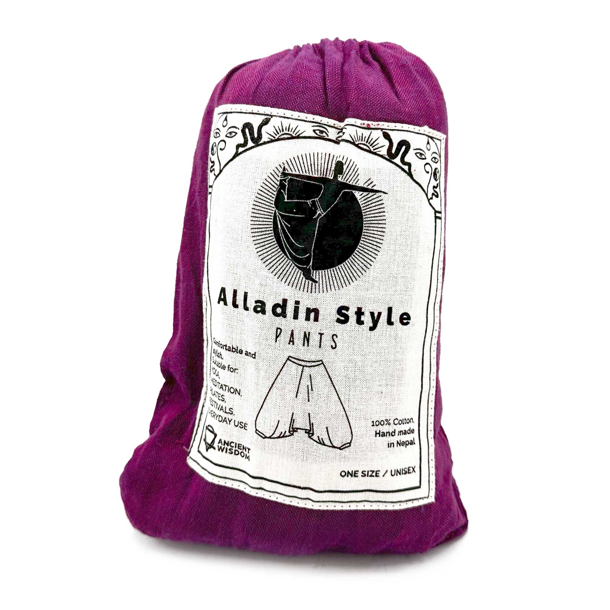 Yoga and Festival Pants - Aladdin Himalayan Print on Purple - Image 4