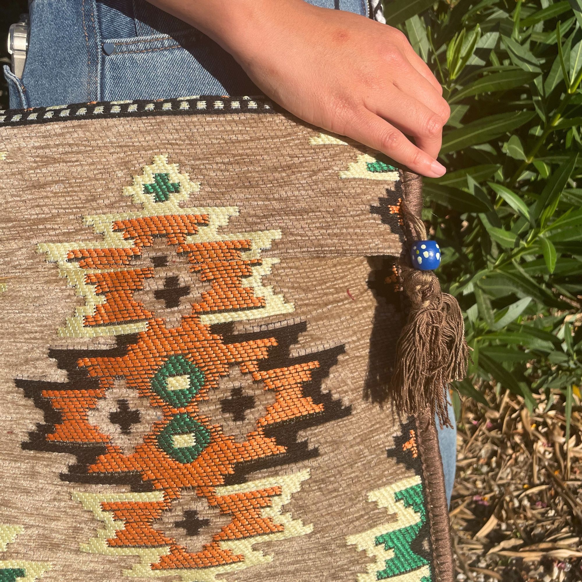 Biege Kilim Messenger Festival Bag - Image 2