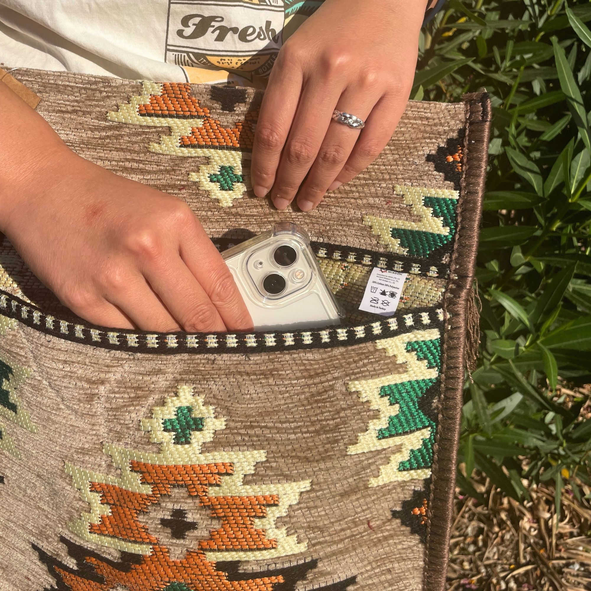 Biege Kilim Messenger Festival Bag - Image 3