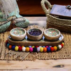 Felt Ball Oval Centre Mat - Multi Colour