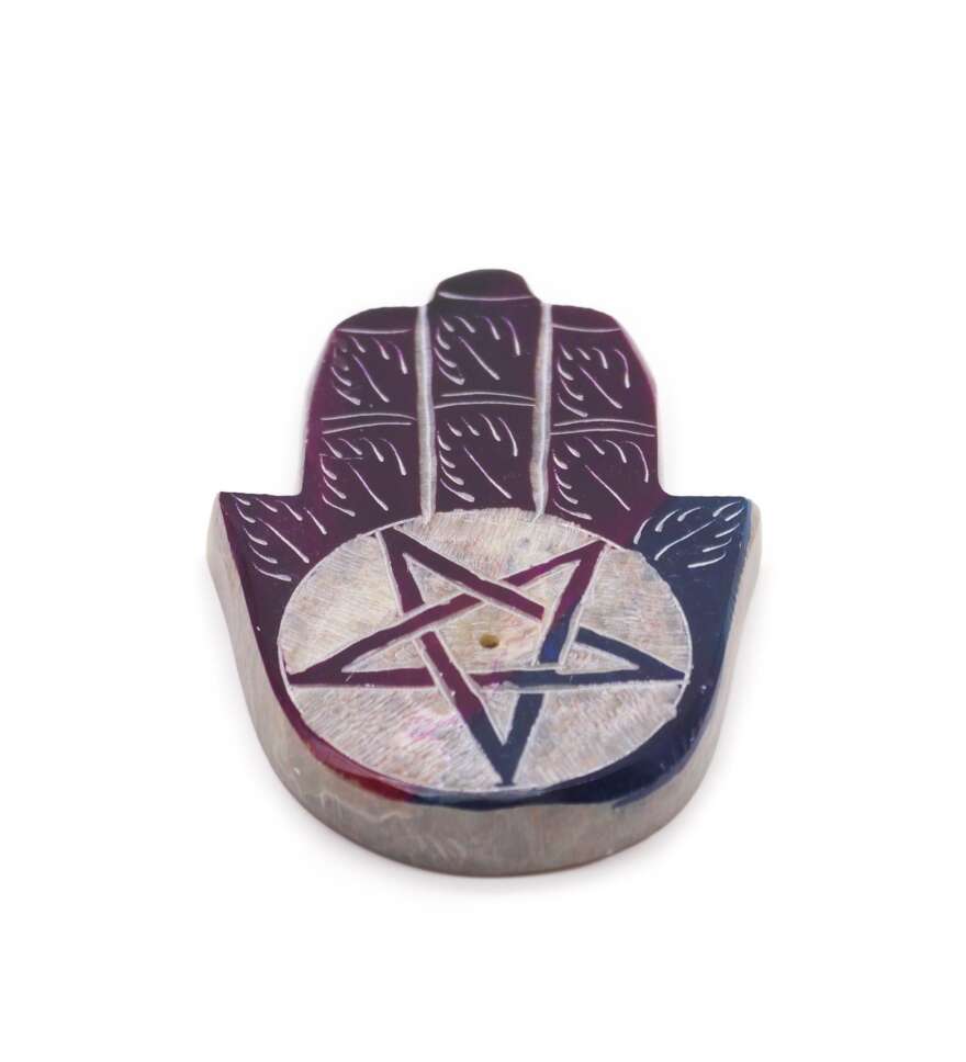 Soapstone Hamsa Incense Holder - Pentagon