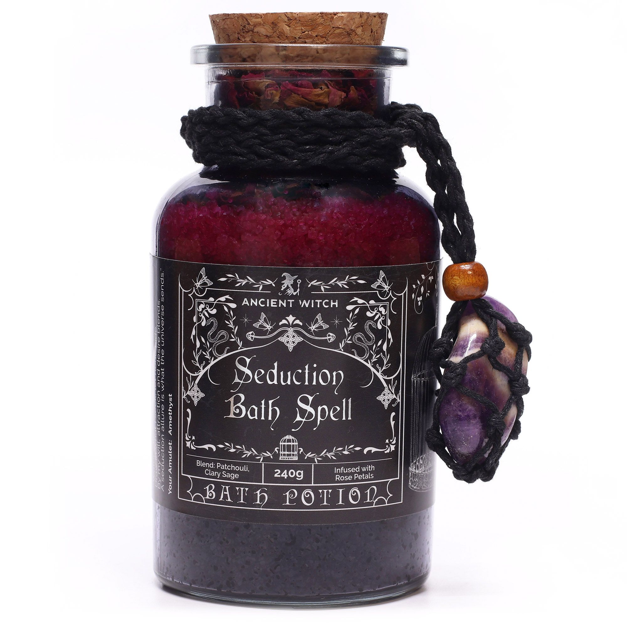 Ancient Witch Bath Spell Potion & Amethyst Crystal Amulet - Seduction - Image 2