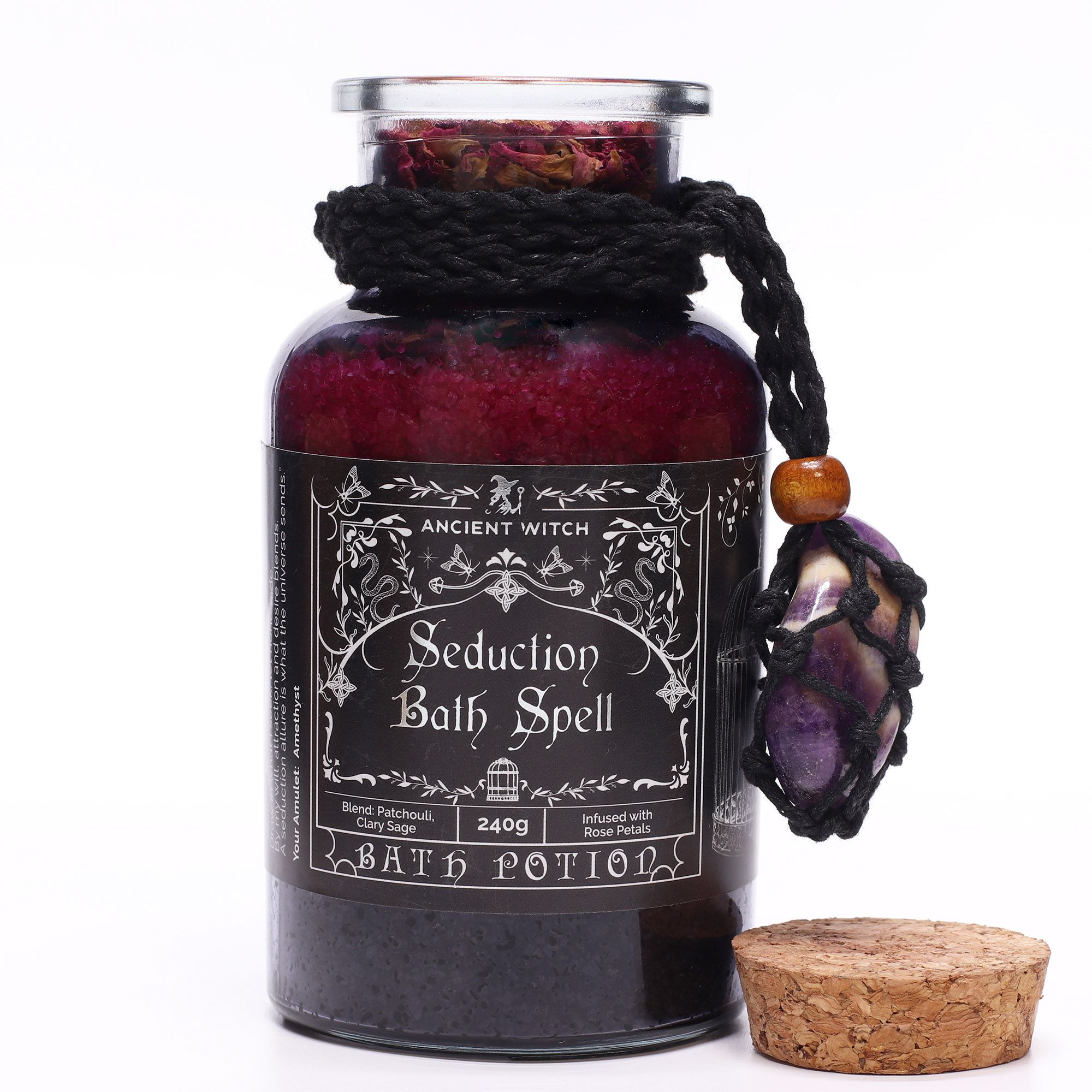Ancient Witch Bath Spell Potion & Amethyst Crystal Amulet - Seduction - Image 3