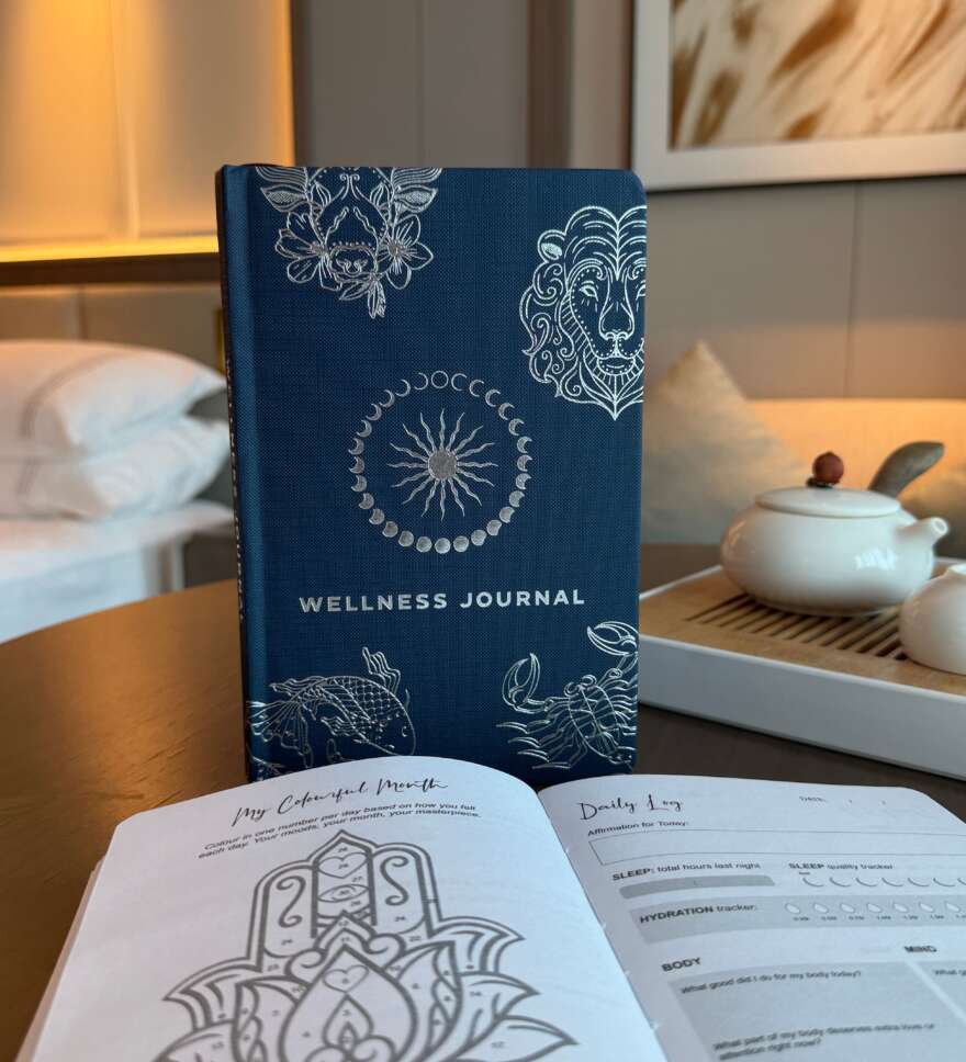 Midnight Blue Wellness Journal - 120 pages - Silver Zodiac