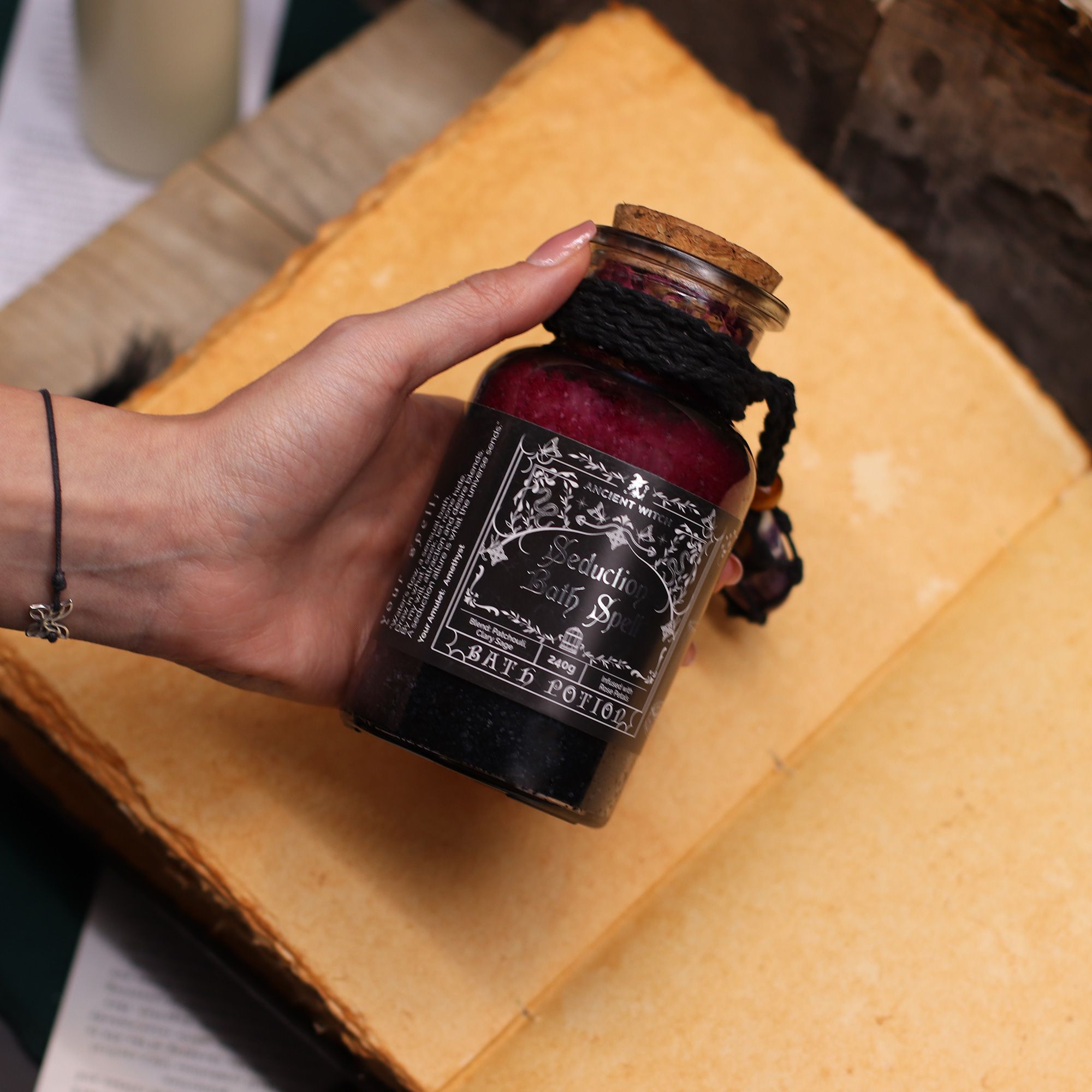Ancient Witch Bath Spell Potion & Amethyst Crystal Amulet - Seduction - Image 9