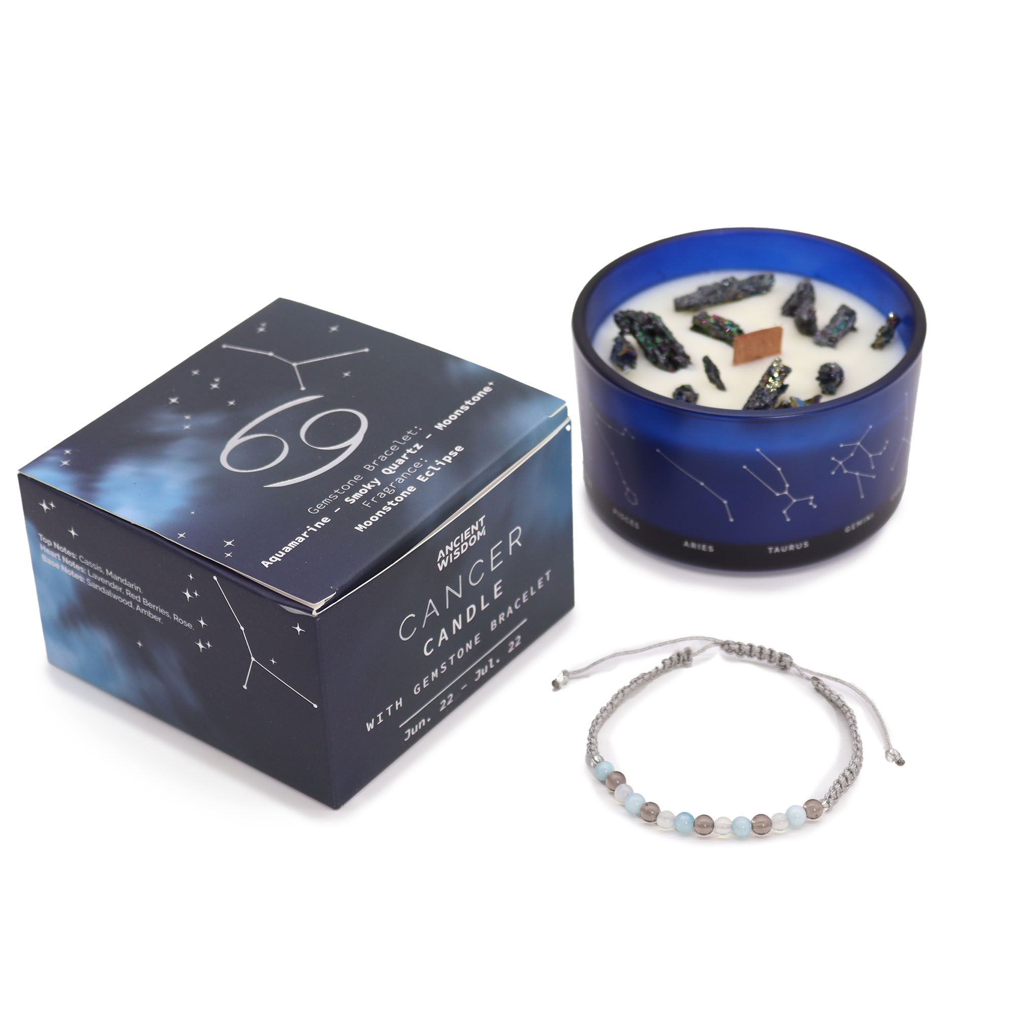Zodiac Crystal Candle with Gemstone Bracelet - Cancer - Image 2