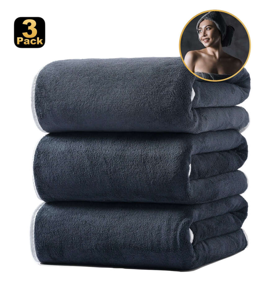3 Pieces Egyptian Cotton Towels Large Size Bath Sheet Super Soft Towel Bale Set