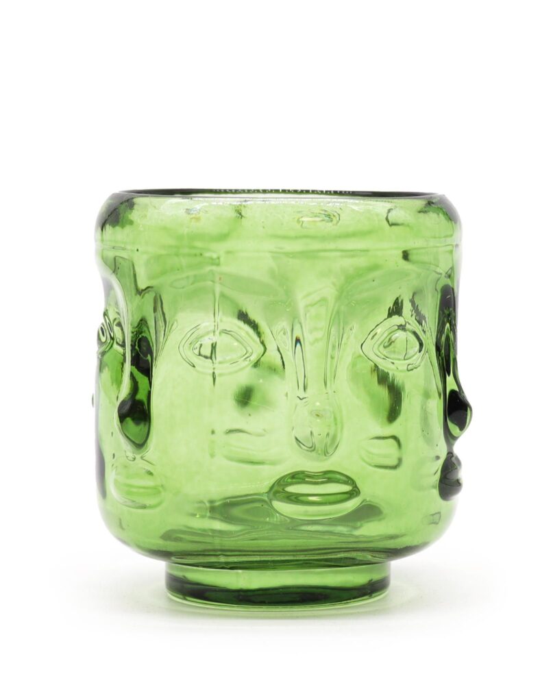 Buddha Faces Candle Jar - Garden Jade