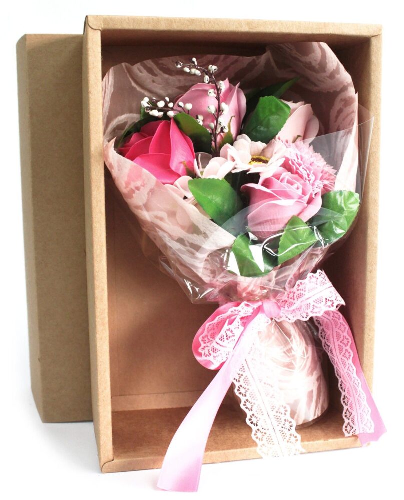 Boxed Hand Soap Flower Bouquet - Pink