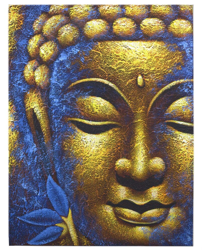 Buddha Painting - Gold Face & Lotus Flower