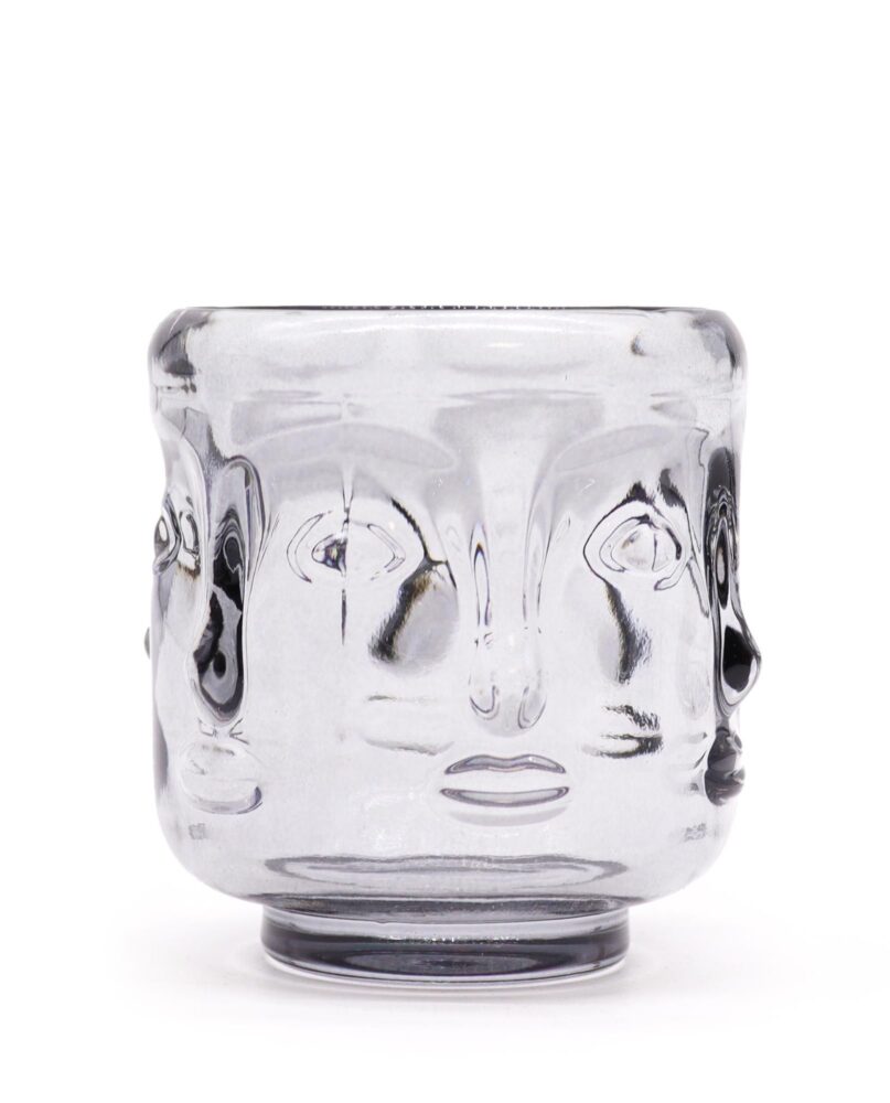 Buddha Faces Candle Jar - Midnight Grey