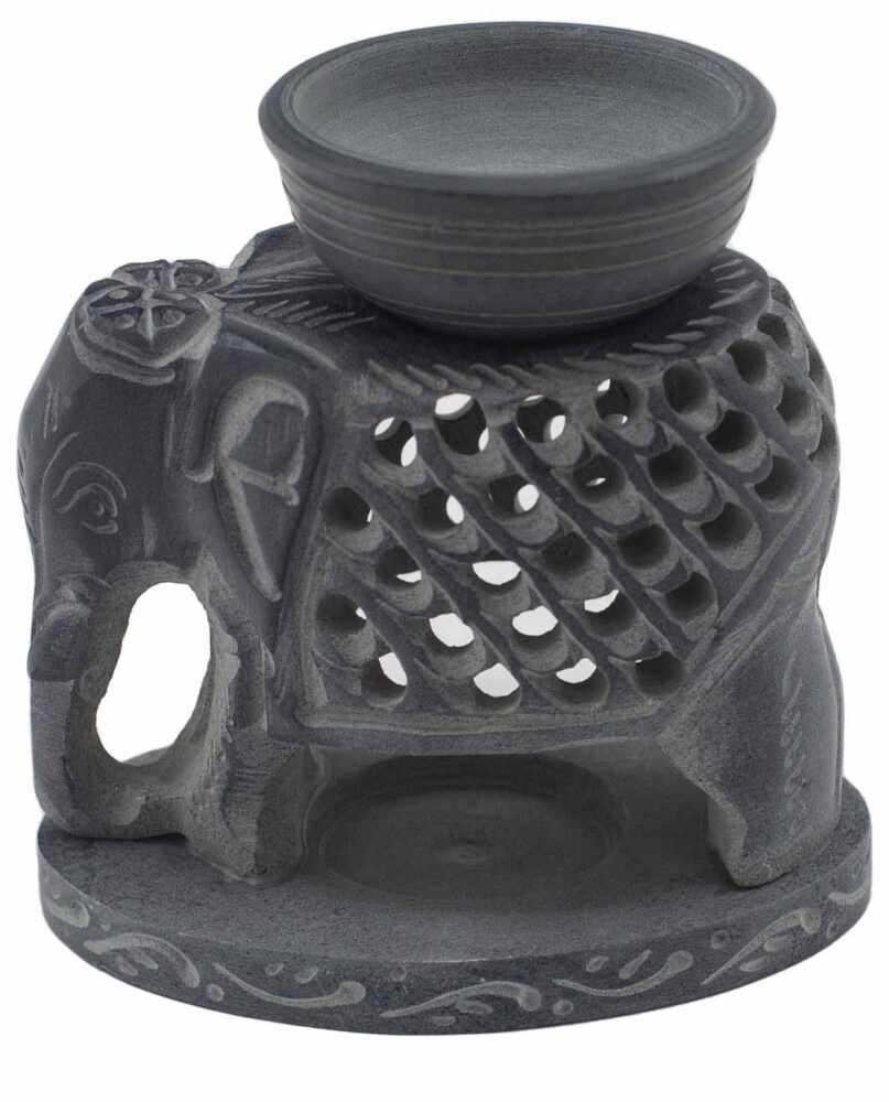 Soapstone Oil Burner 10.5cm - Standing Elephant