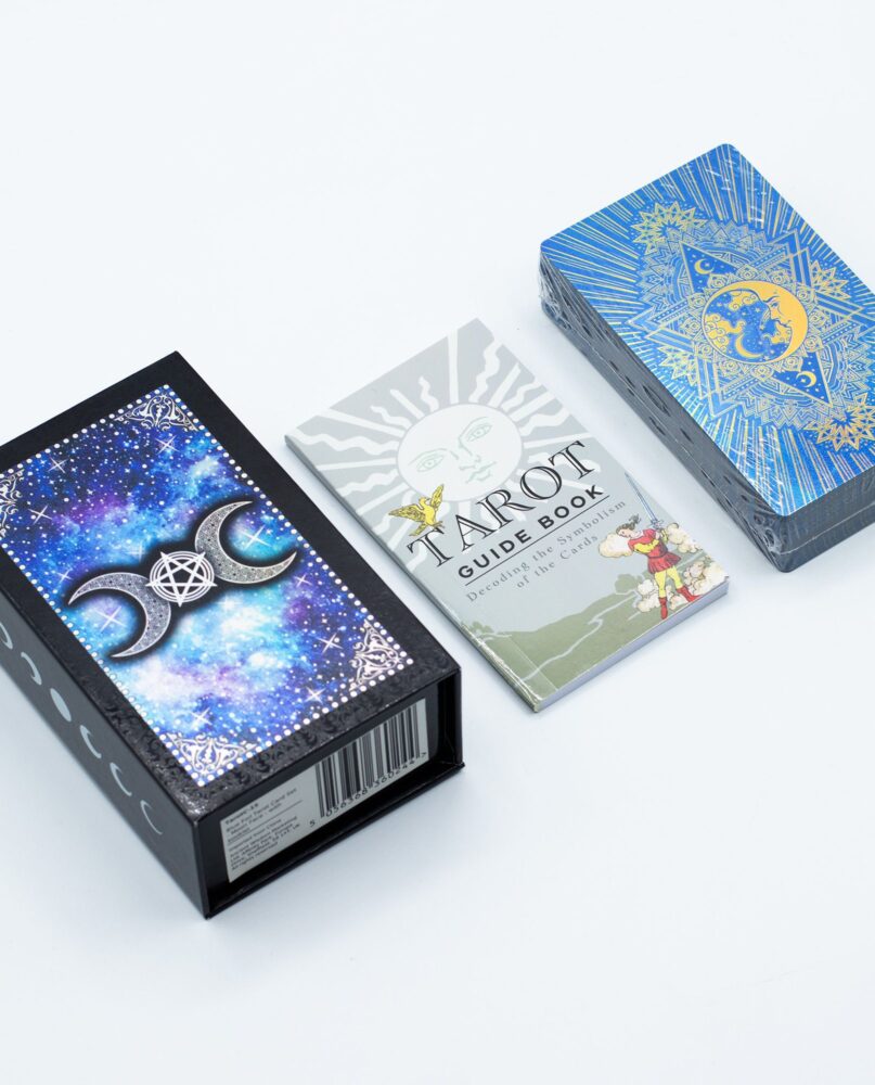 Blue Foil Tarot Card Set - Moon Face - with booklet