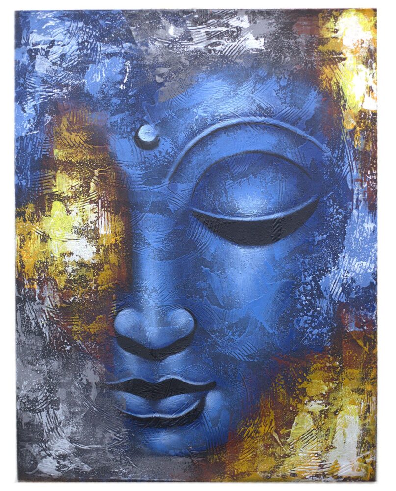 Buddha Painting - Blue Face Abstract