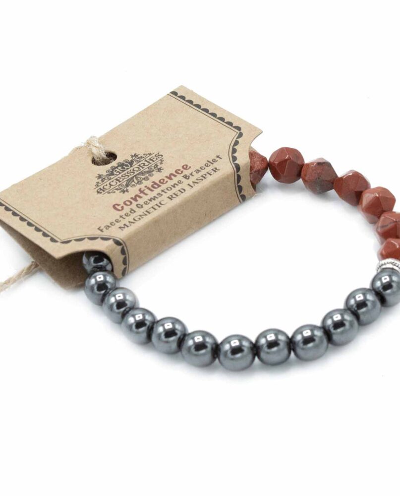 Faceted Gemstone Bracelet - Magnetic Red Jasper