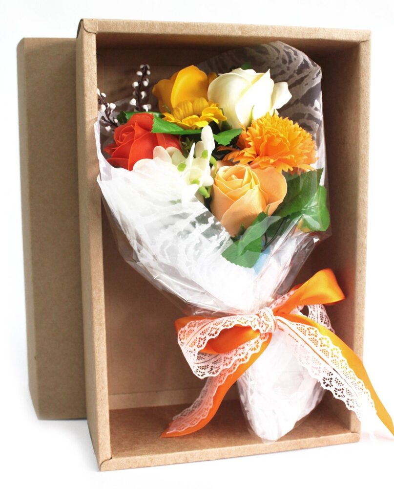 Boxed Hand Soap Flower Bouquet - Orange