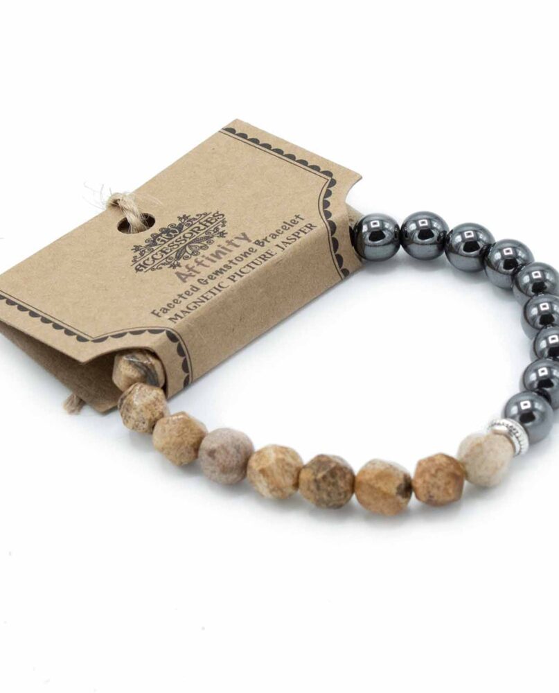 Faceted Gemstone Bracelet - Magnetic Picture Jasper