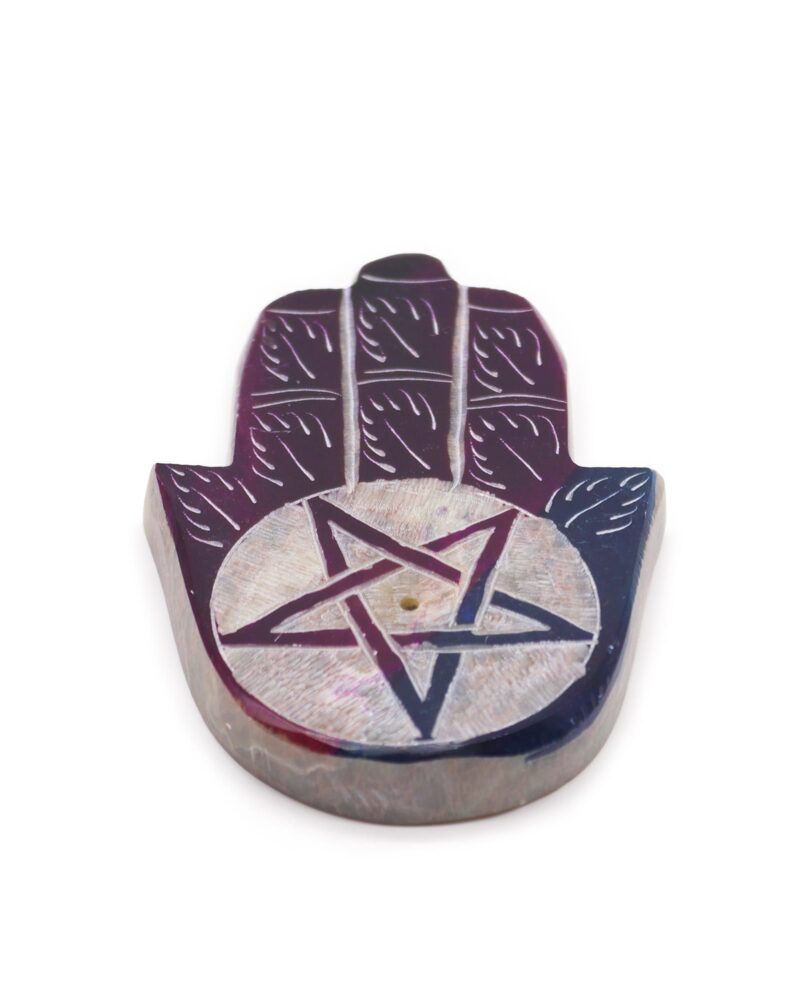 Soapstone Hamsa Incense Holder - Pentagon