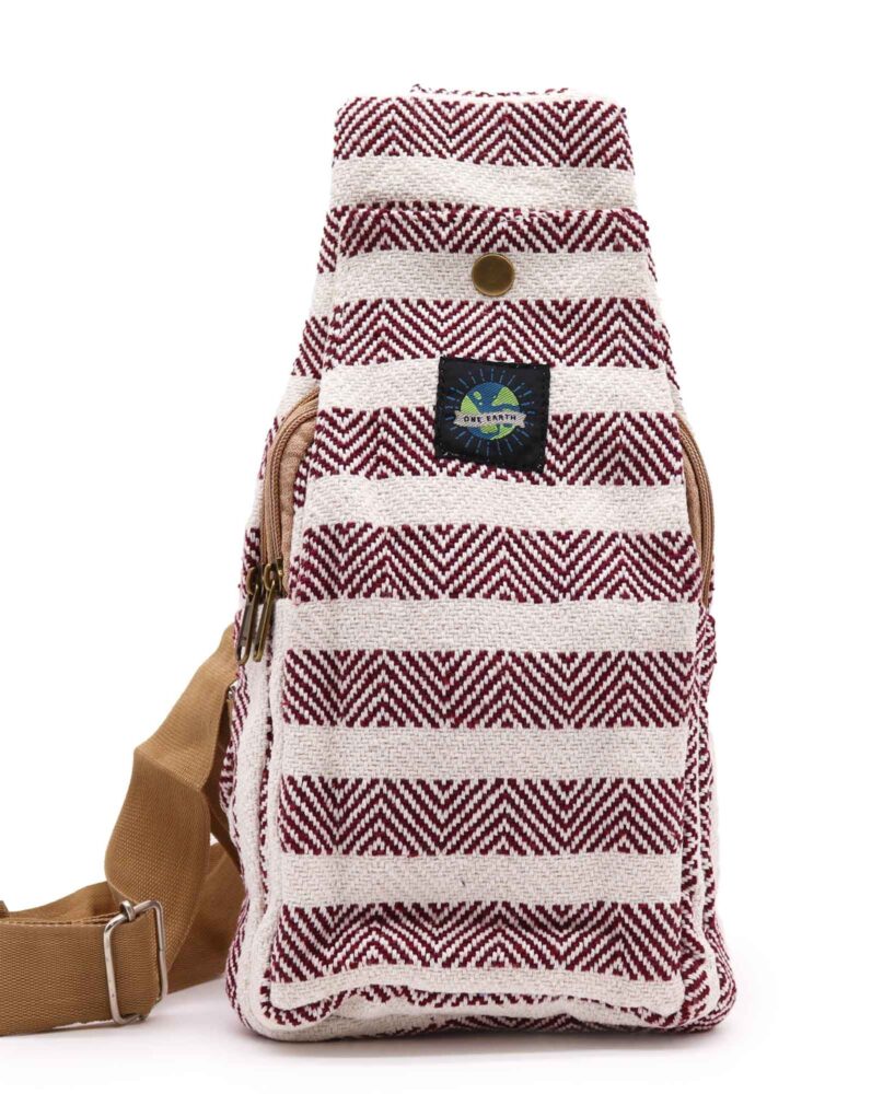 Body Cross Bag Natural Cotton - Burgundy & White