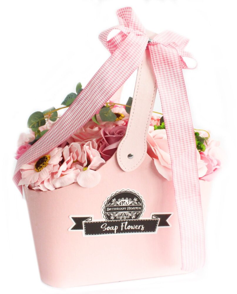 Basket Soap Flower Bouquet - Pink