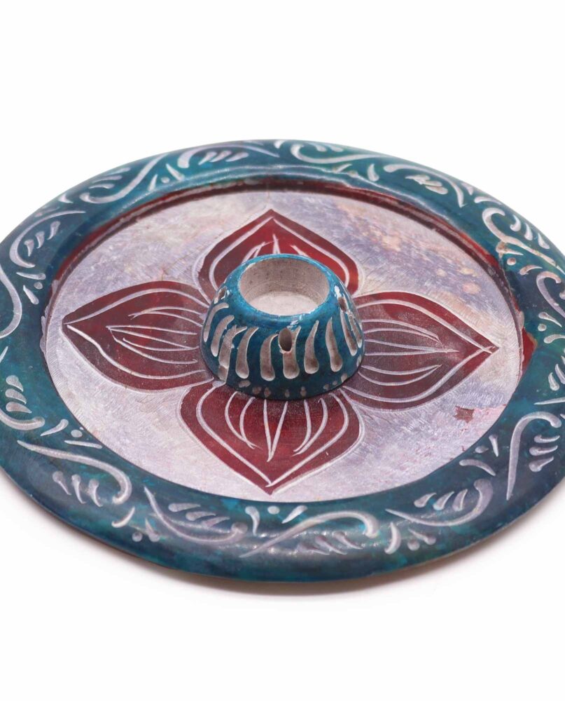 Soapstone Disc Incense Holder - Four Petal (cone & incense holder)