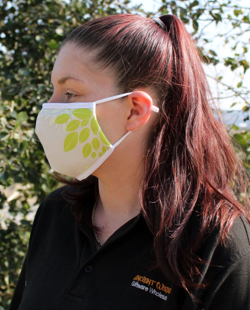 Reusable Fashion Face Covering - Green Leaves (Adult)