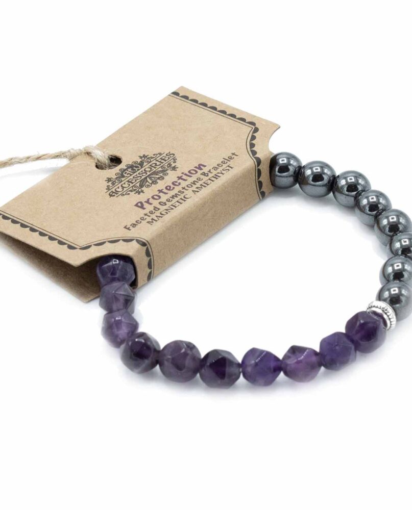 Faceted Gemstone Bracelet - Magnetic Amethyst