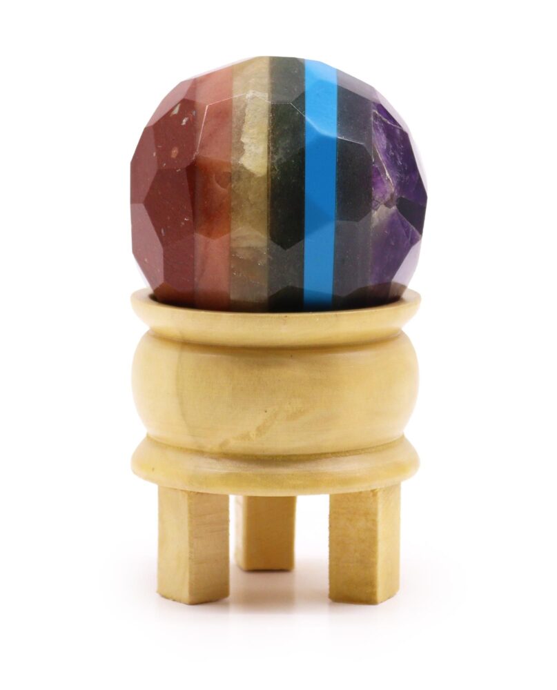 Gemstone Faceted Healing Ball & Stand - Seven Chakra