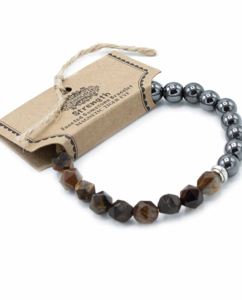 Faceted Gemstone Bracelet - Magnetic Tiger Eye