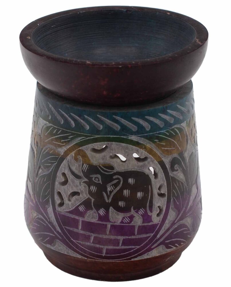 Large Soapstone Oil Burner 13x10cm - Elephant - Five Colours