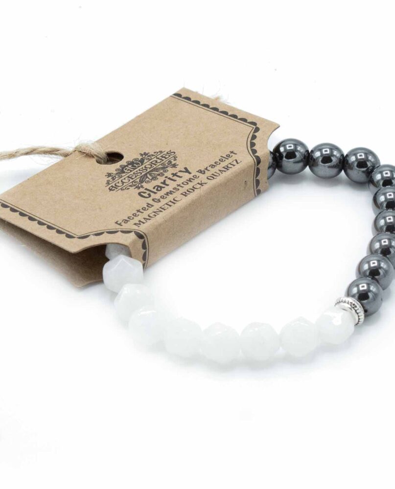Faceted Gemstone Bracelet - Magnetic Rock Quartz