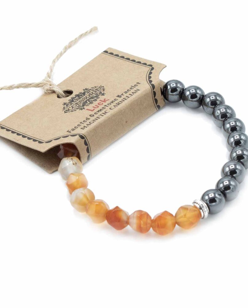 Faceted Gemstone Bracelet - Magnetic Carnelian