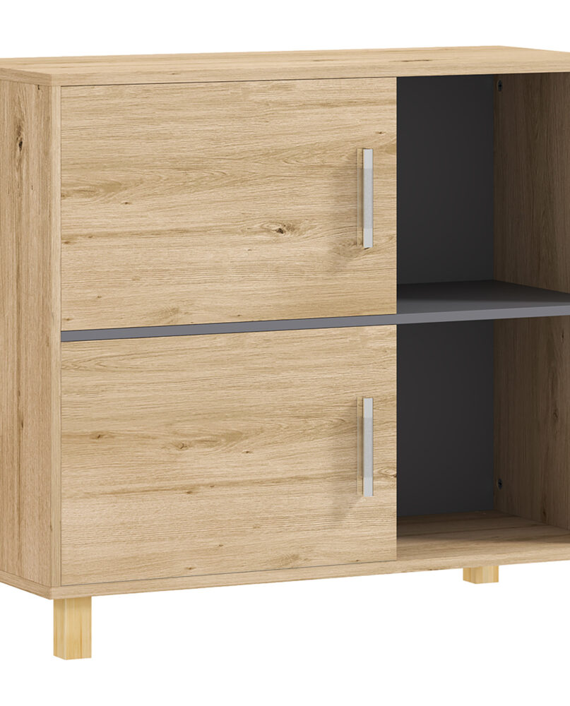 Bathroom Cabinet, Freestanding Bathroom Cabinet With Open Compartments And Double Doors