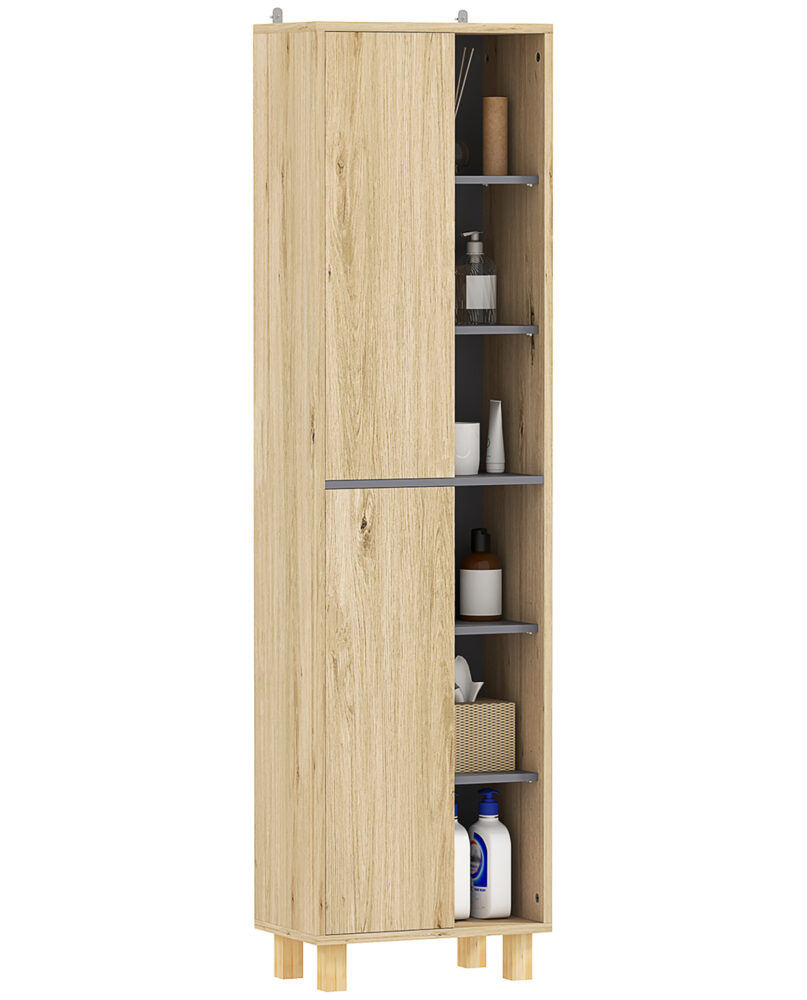 Multi-Storage Slim Bathroom Cabinet - Wood-Effect