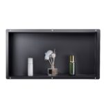 Shower Niche, 33.0 X 63.5 X 10.2 Cm Frameless Recessed Wall Niche, Heavy-duty Stainless Steel Modern Shampoo Storage Organizer, Sealed Waterproof, Durable & Easy To Install, Black For Bathroom