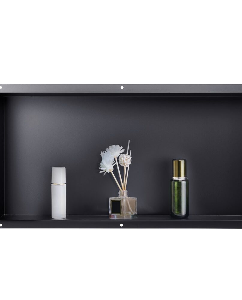 Shower Niche, 33.0 X 63.5 X 10.2 Cm Frameless Recessed Wall Niche, Heavy-duty Stainless Steel Modern Shampoo Storage Organizer, Sealed Waterproof, Durable & Easy To Install, Black For Bathroom