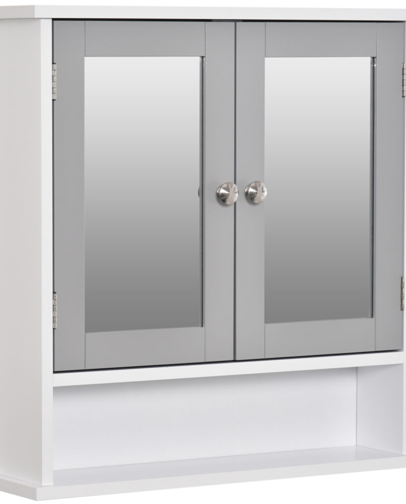 Kleankin Bathroom Wall Storage Cabinet - Grey