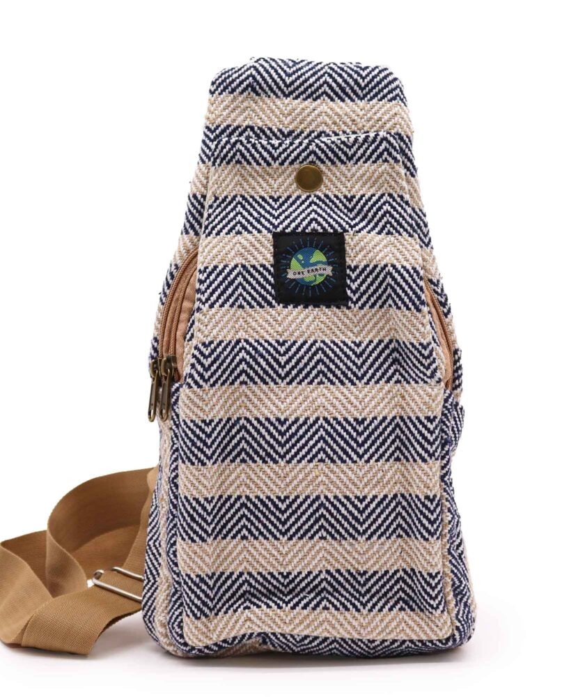 Body Cross Bag Natural Cotton - Tan & Navy