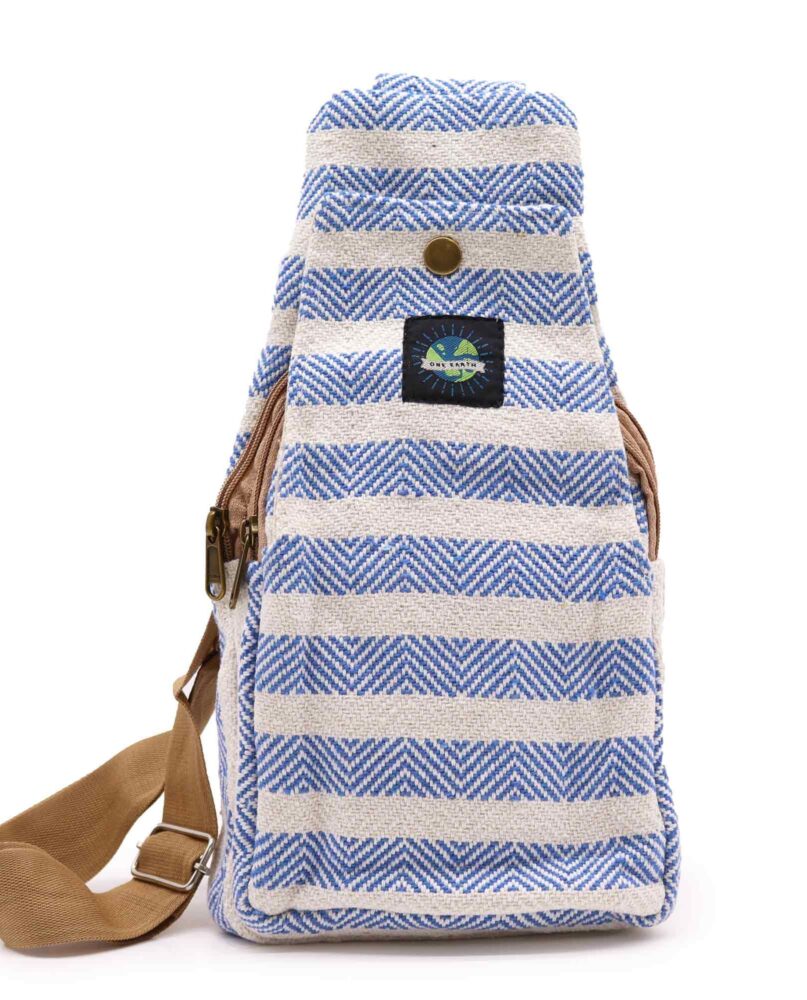 Body Cross Bag Natural Cotton - Blue & White