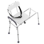 Sliding Tub Transfer Bench, Height Adjustable Bathtub Transfer Bench With Cut-Out Seat, Reversible Backrest & Safety Belt, Non-Slip Shower Chair For Elderly Disabled Handicap, 400LBS Capacity