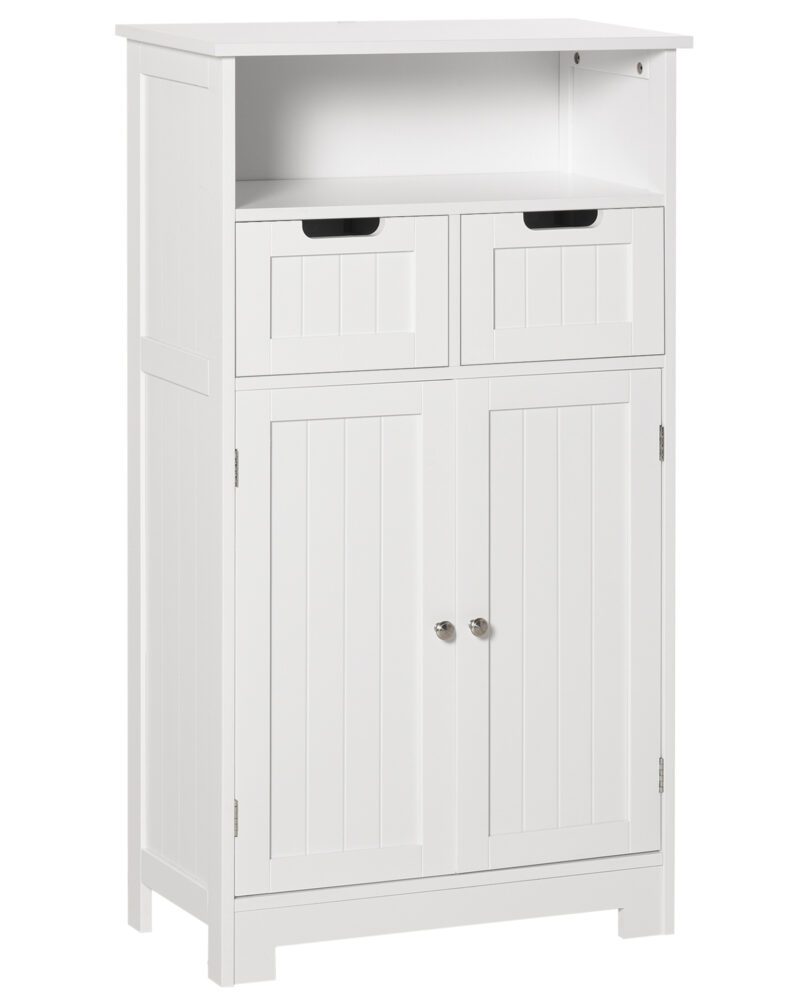 Kleankin Bathroom Cabinet, Free Standing Bathroom Storage Cabinet With 2 Drawers And Adjustable Shelf, Small Bathroom Storage Unit, White