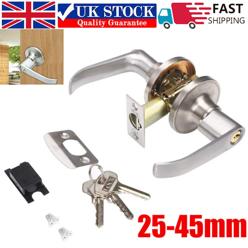 Home Entry Lever Three-Handle Door Lock Set Bathroom Entrance Passage W 3 Keys