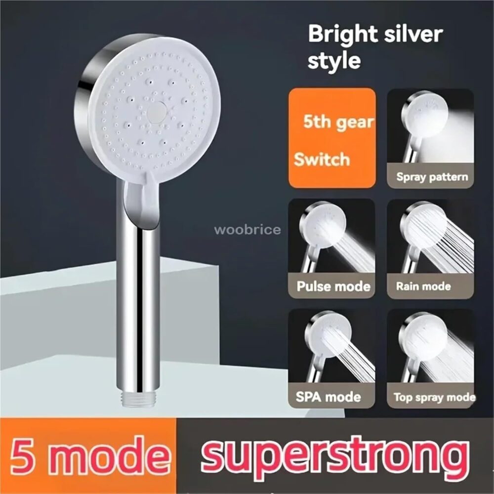 Bath High Pressure Shower Head 5 Mode LARGE Chrome Handset Heads Water Saving Uk