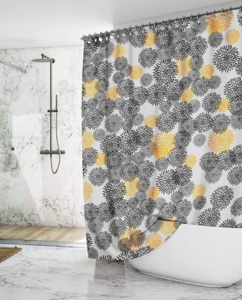 Floral Print Solid EVA Shower Curtain for Bathtub Shower ~5293