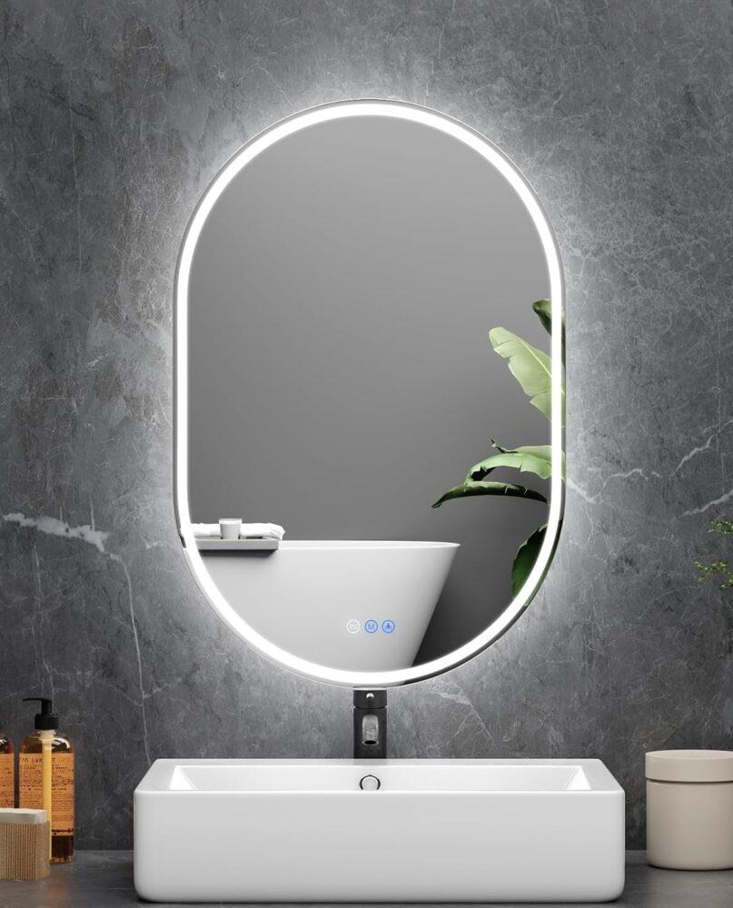 Oval LED 24x36 Frameless Illuminated Bathroom Mirror