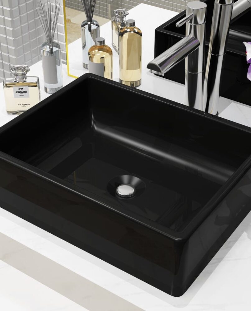 NNEVL Basin Ceramic Rectangular Black 41x30x12 cm