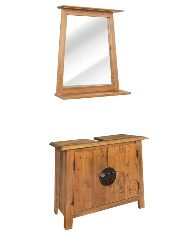NNEVL Bathroom Furniture Set Recycled Solid Recycled Pinewood