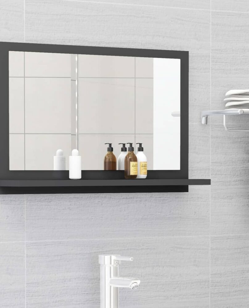 NNEVL Bathroom Mirror Grey 60cm Chipboard