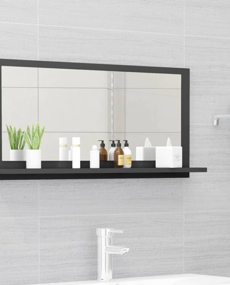 NNEVL Bathroom Mirror Grey 80x10.5x37cm Chipboard