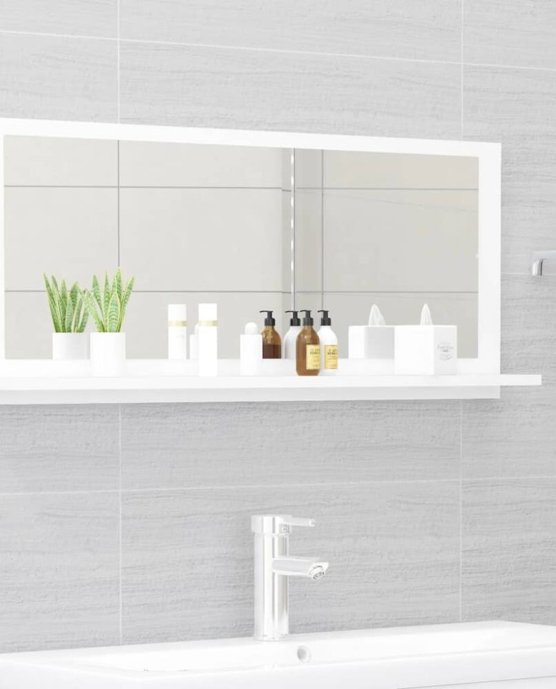 NNEVL Bathroom Mirror White 90cm Chipboard